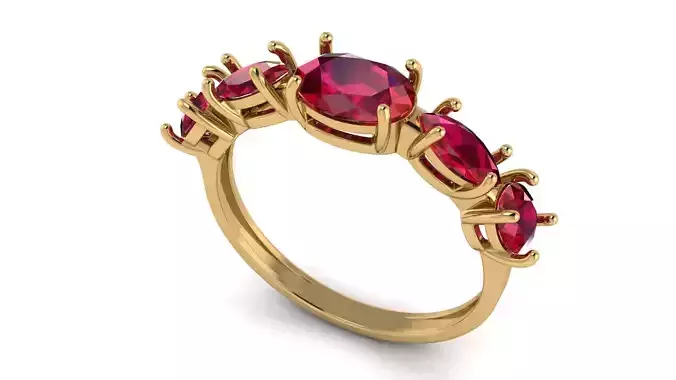 Oval Marquise and Round Gems Ring