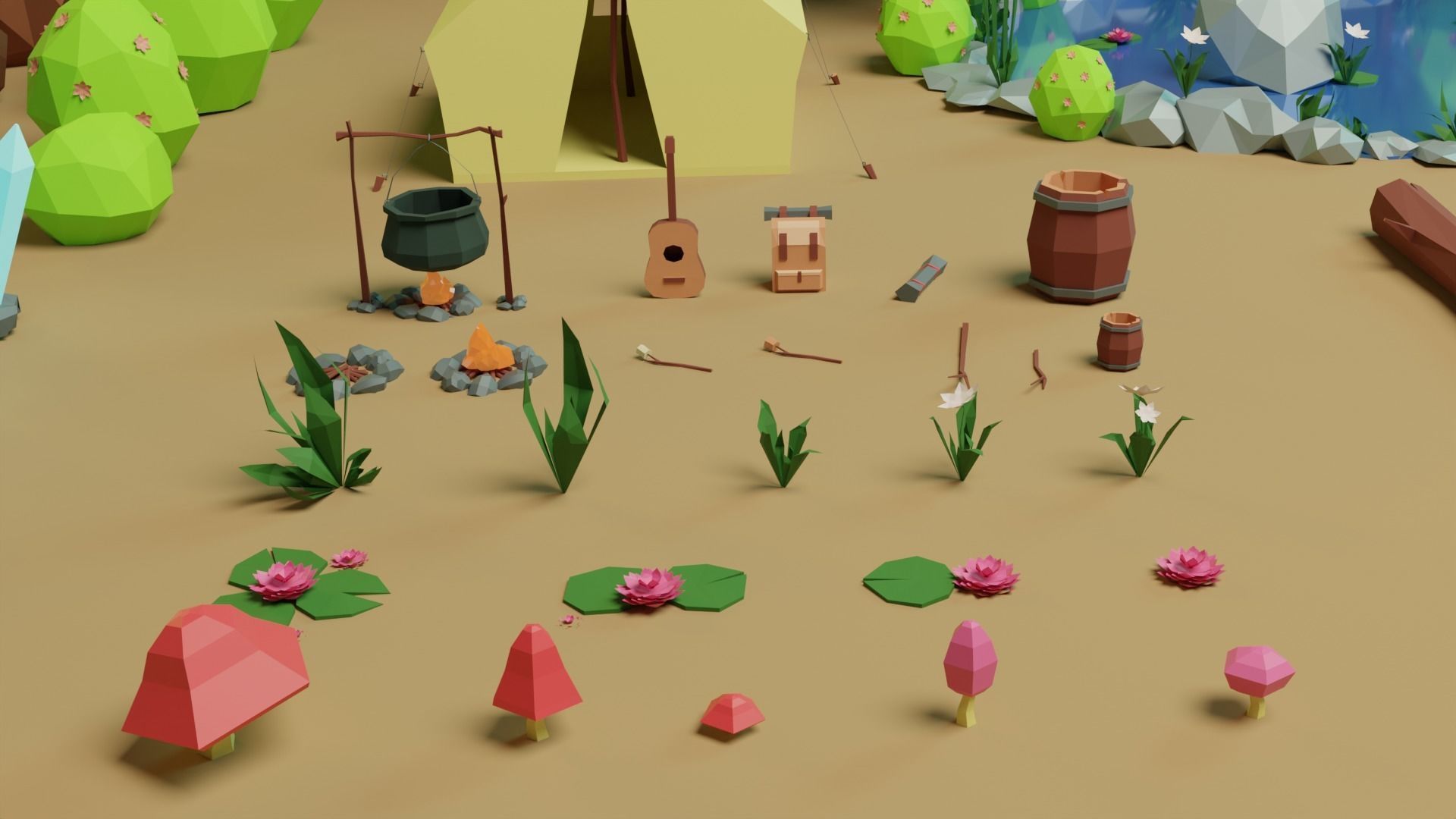 Low Poly Forest Camp Low-poly 3D model_4