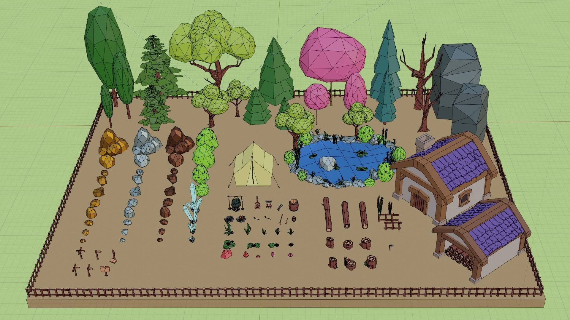 Low Poly Forest Camp Low-poly 3D model_6