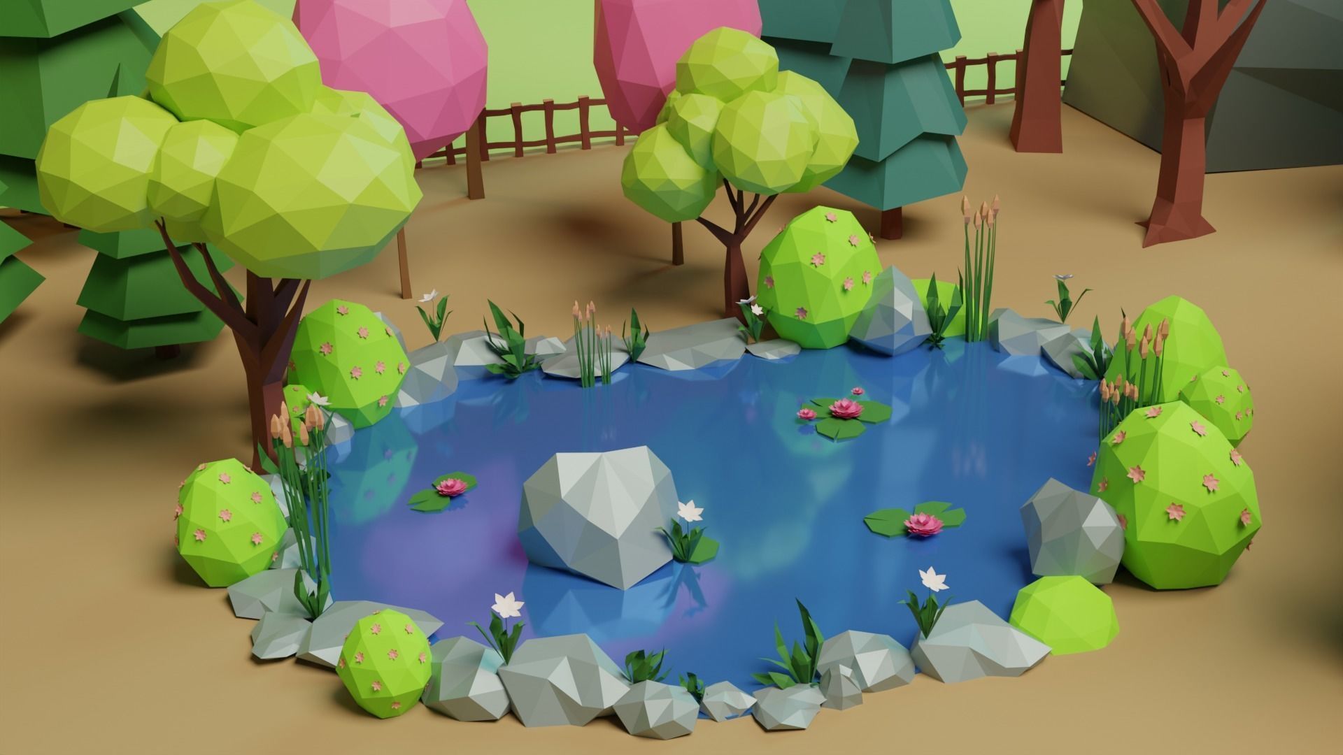 Low Poly Forest Camp Low-poly 3D model_1