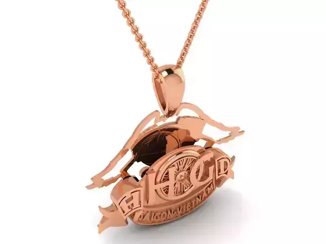 Light wt Plain Gold Charm Pendant 3dm renders details