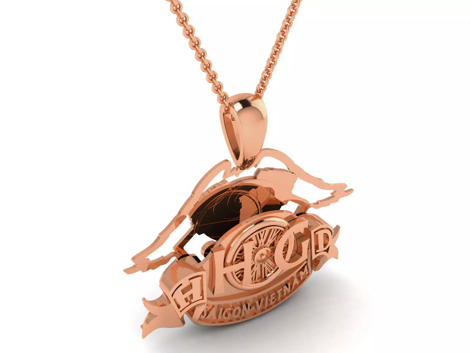 Light wt Plain Gold Charm Pendant 3dm renders details 3D print model