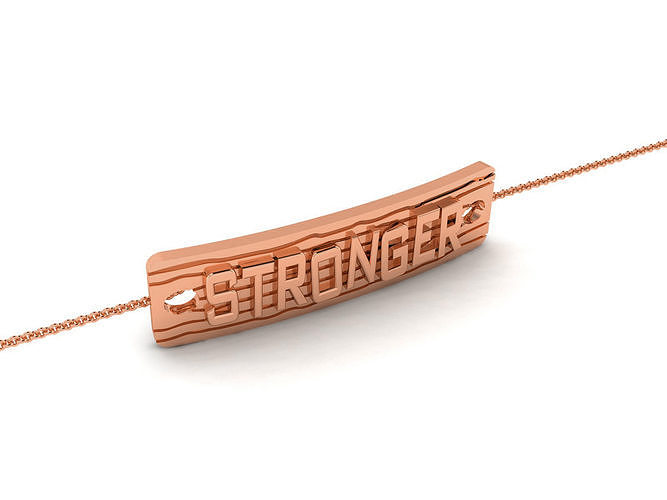 Stronger Light wt Plain Gold Charm Pendant 3dm renders details 3D print model