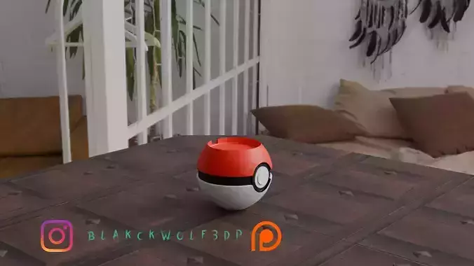 Pokeball magsafe charger holder for iPhone 3D print model