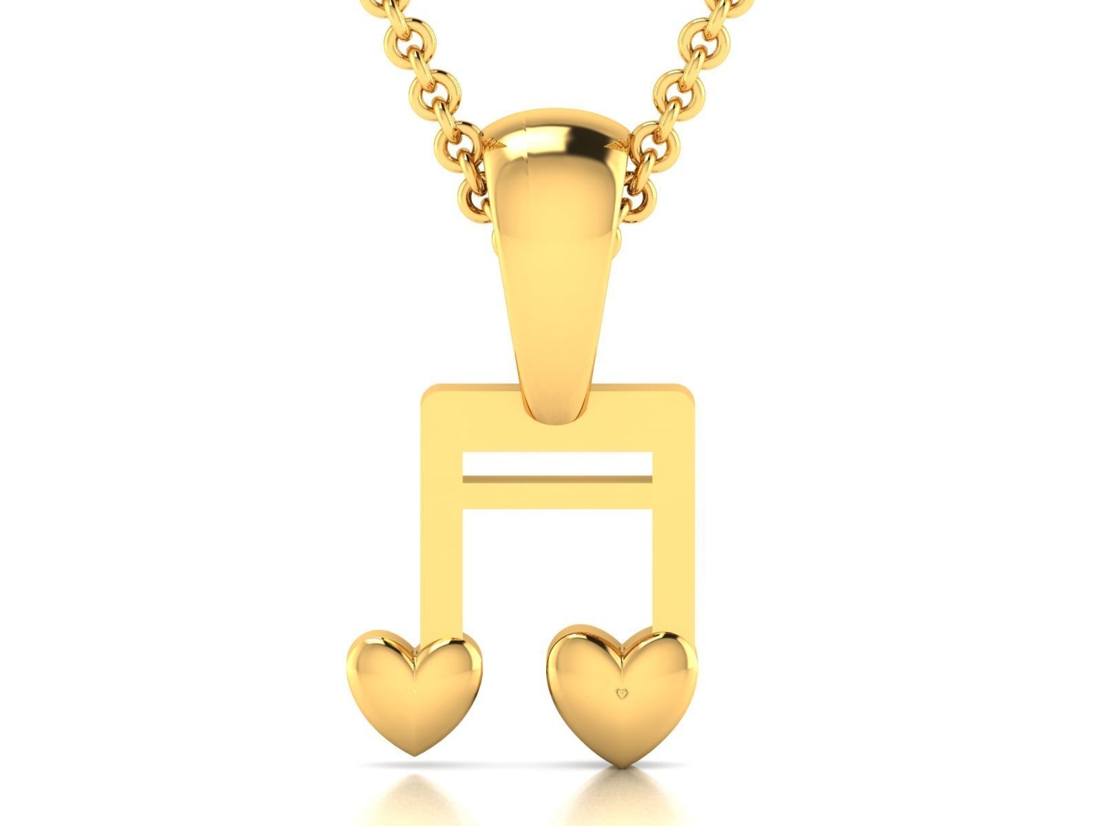 Music Note Light wt Plain Gold Charm Pendant 3dm renders details 3D print model_12