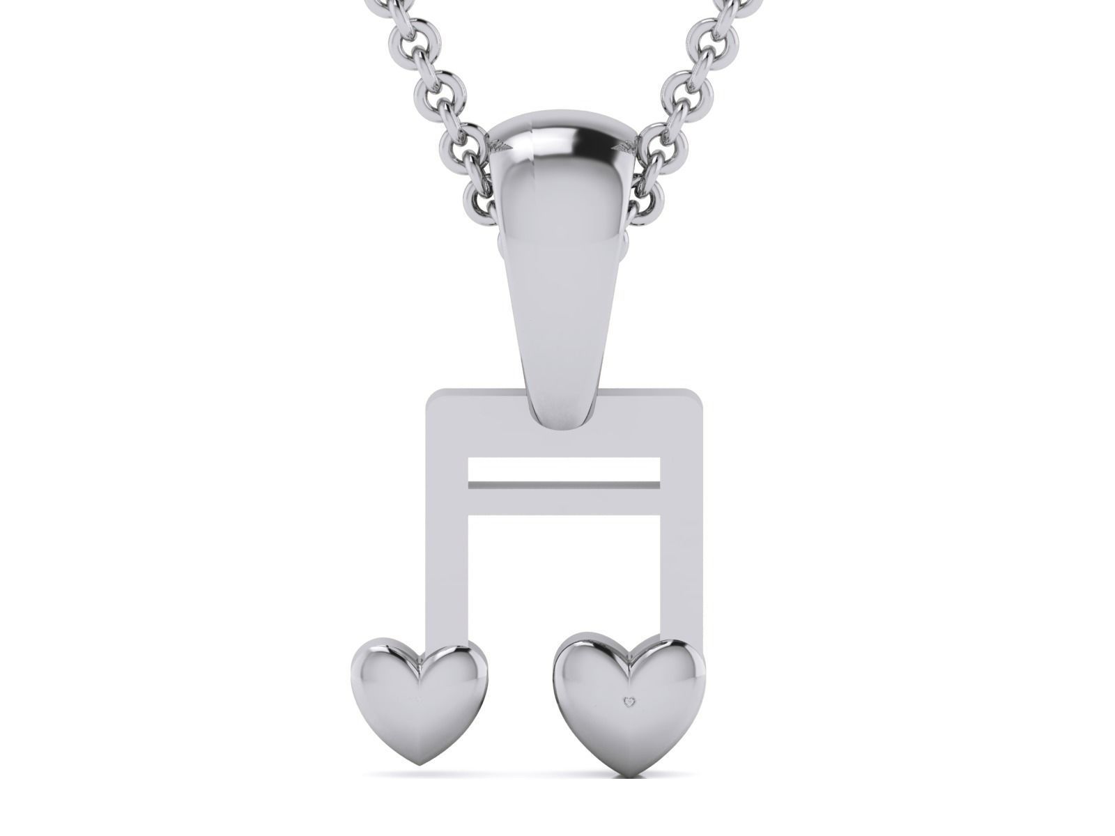 Music Note Light wt Plain Gold Charm Pendant 3dm renders details 3D print model_11