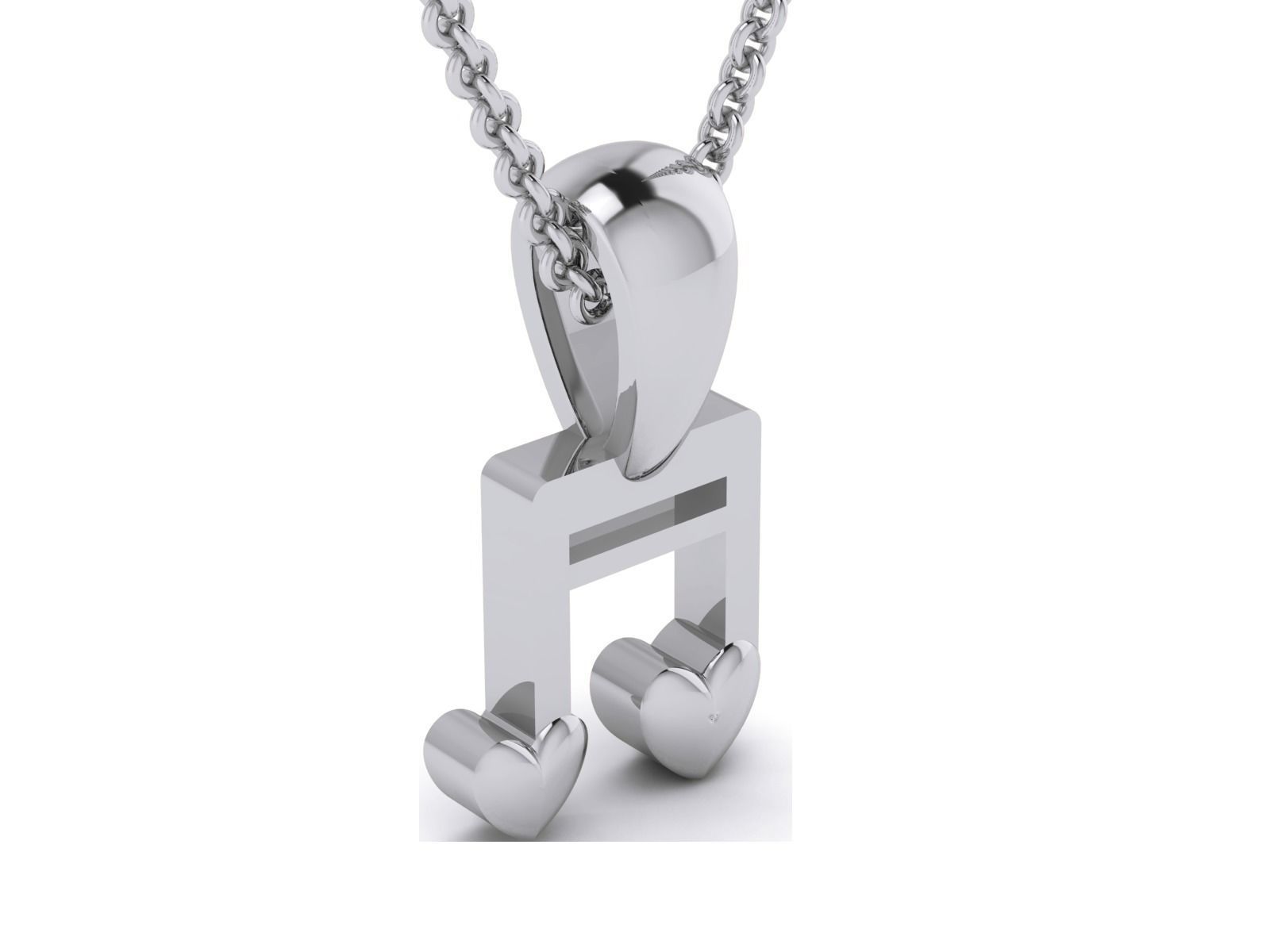 Music Note Light wt Plain Gold Charm Pendant 3dm renders details 3D print model_5