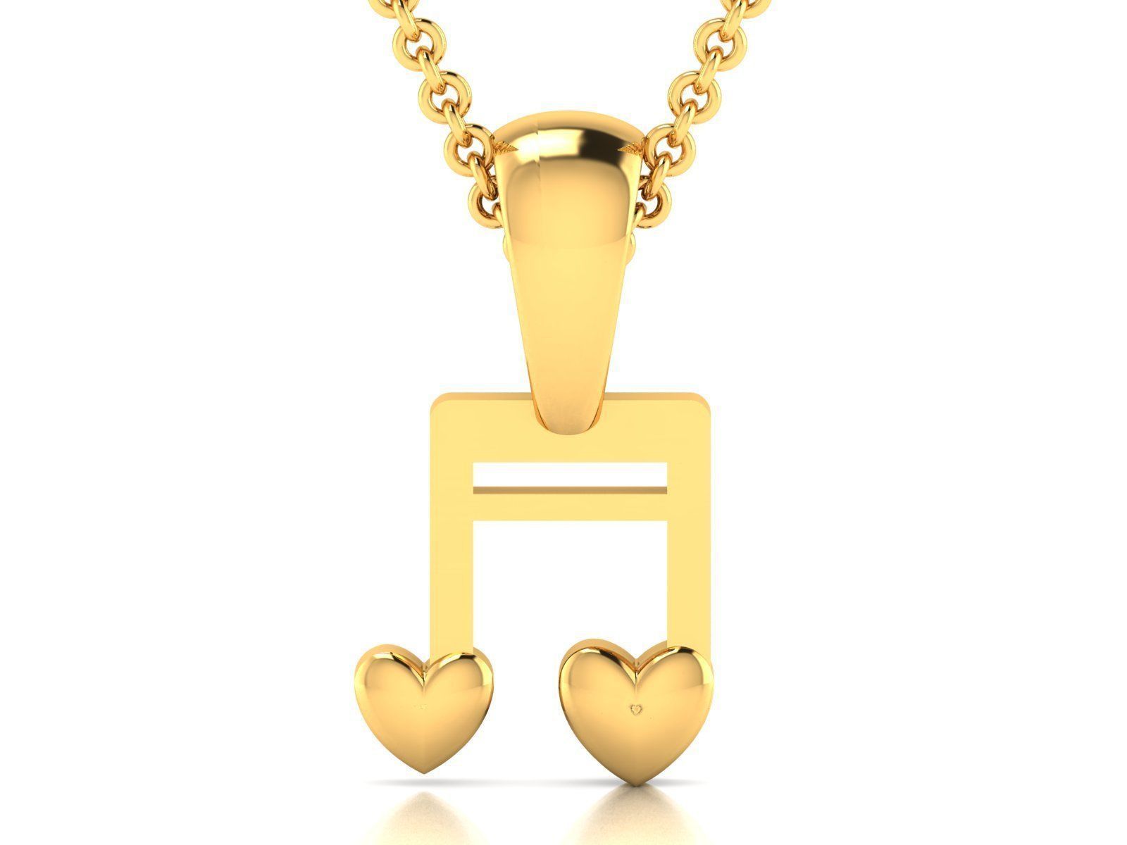 Music Note Light wt Plain Gold Charm Pendant 3dm renders details 3D print model_9