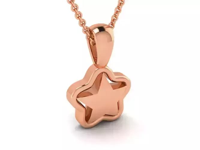 Star Light wt Plain Gold Charm Pendant 3dm renders details