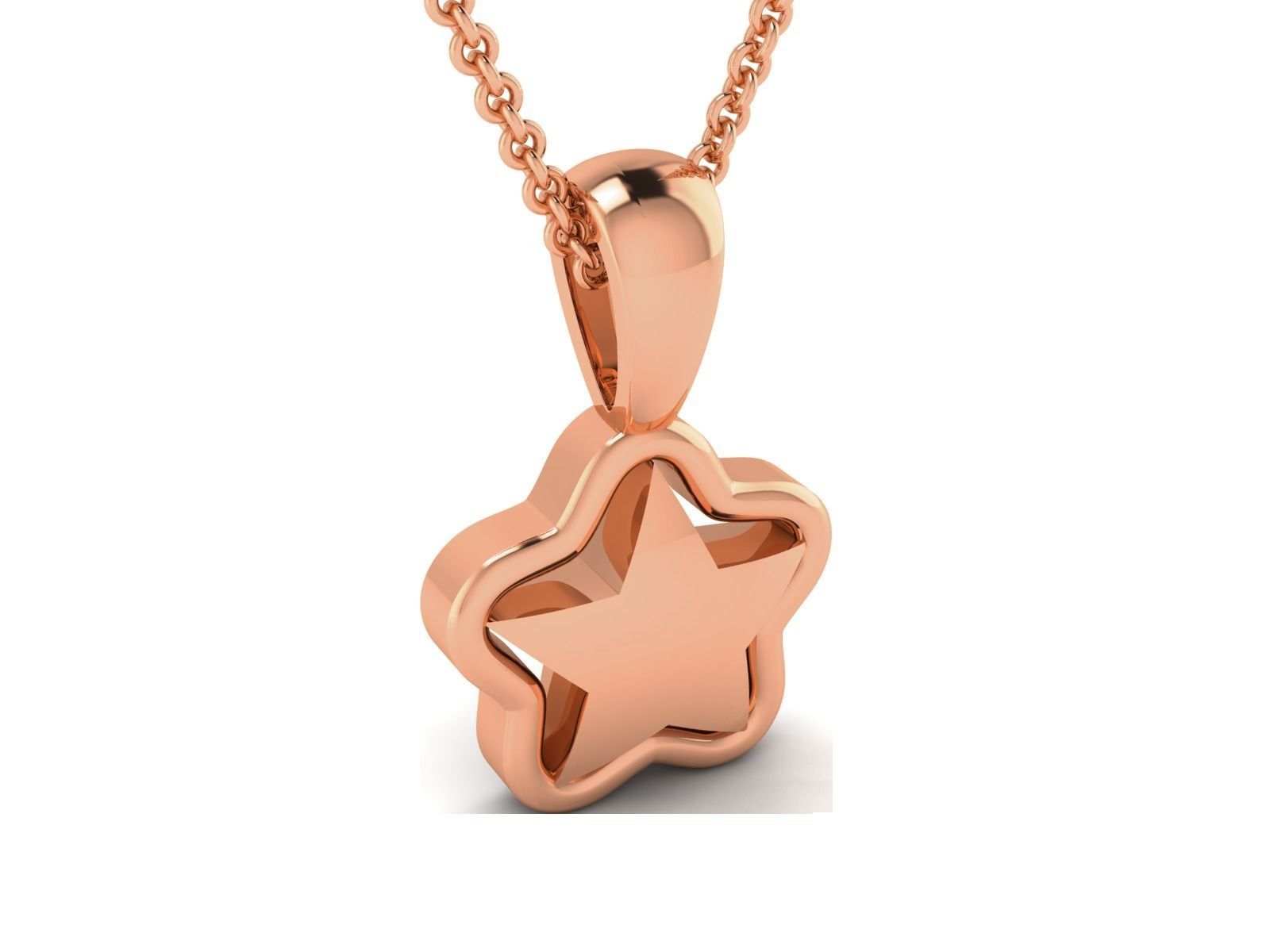 Star Light wt Plain Gold Charm Pendant 3dm renders details 3D print model_5
