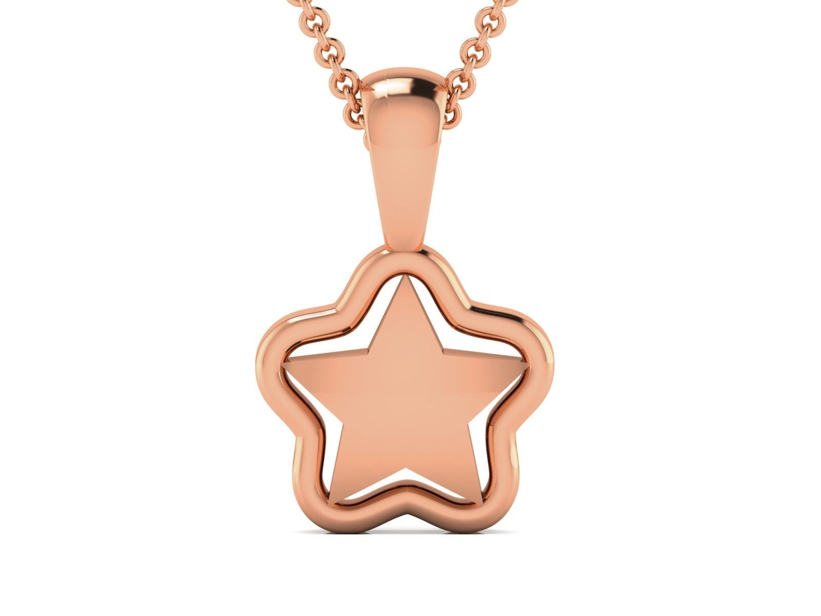 Star Light wt Plain Gold Charm Pendant 3dm renders details 3D print model_12