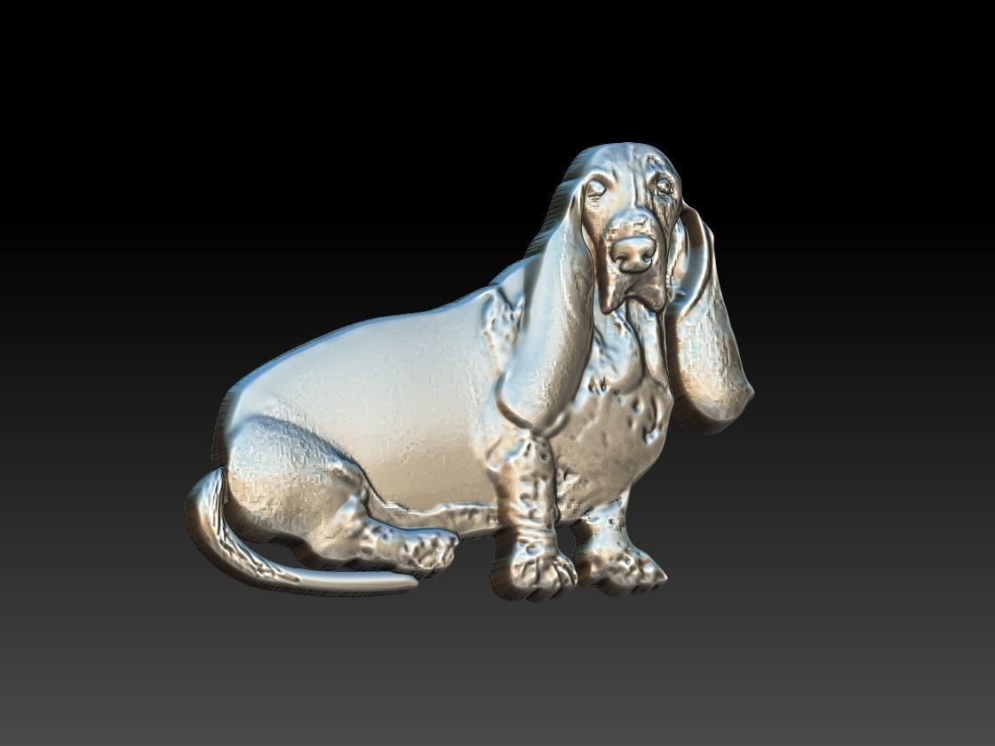 Basset Dog Rlief 3D print model_1