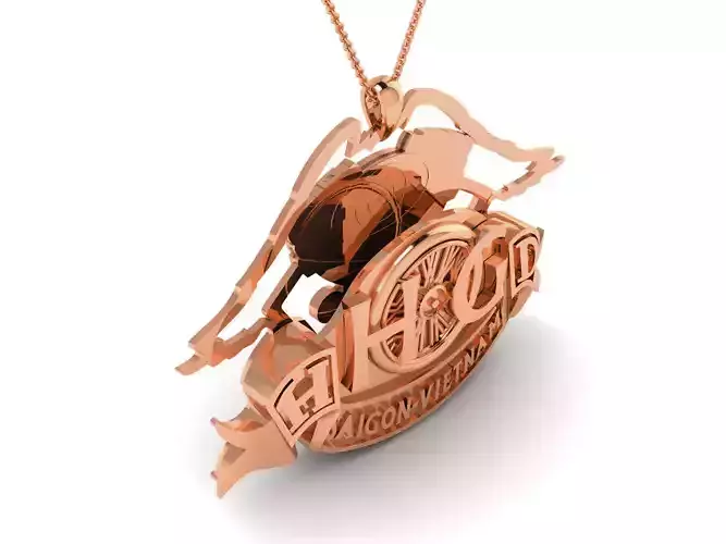 Light wt Plain Gold Charm Pendant 3dm renders details