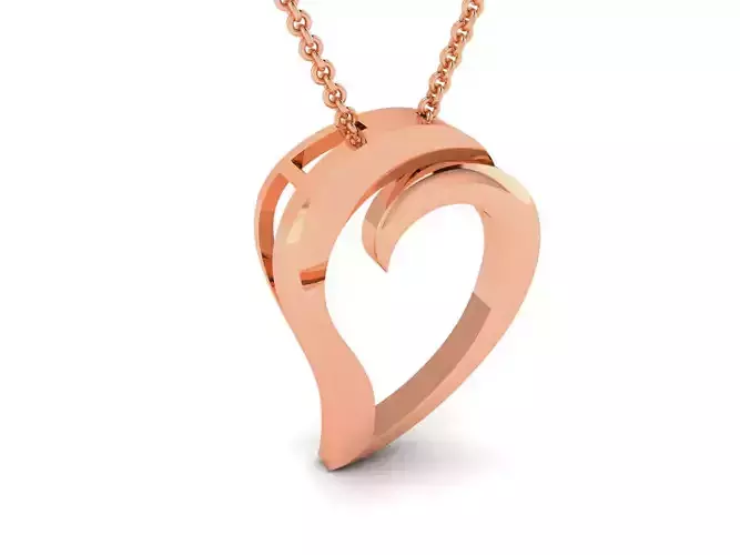 Heart Love Light wt Plain Gold Charm Pendant 3dm renders details 3D print model