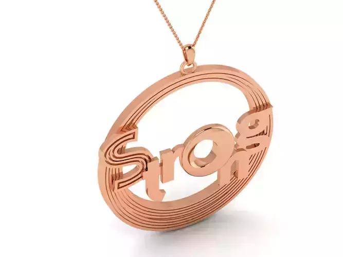 Strong Light wt Plain Gold Charm Pendant 3dm renders details