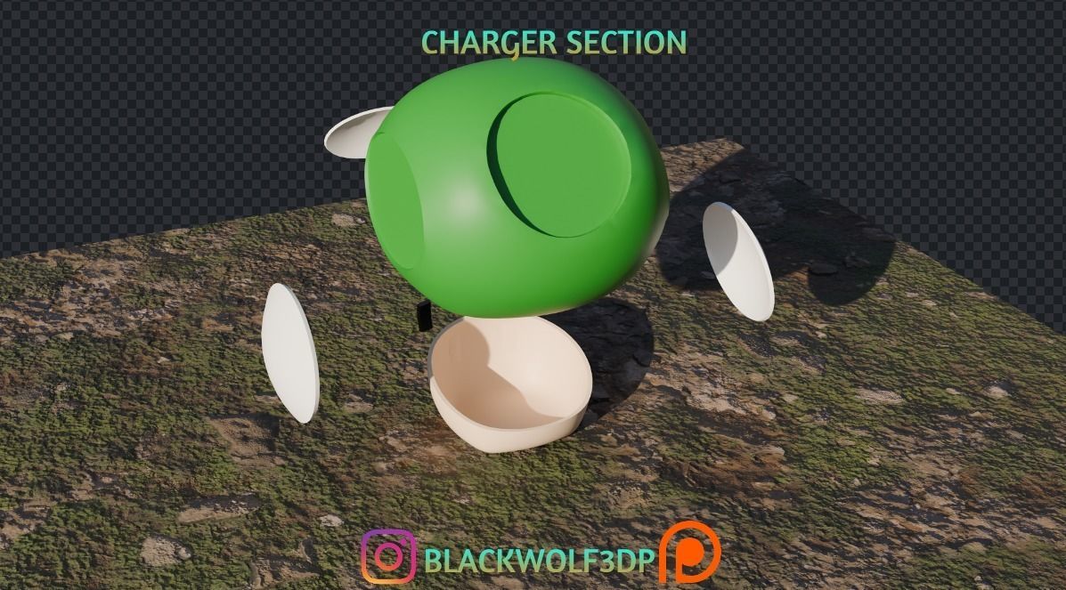 Super Mario mushroom magsafe charger holder for iPhone 3D print model_3