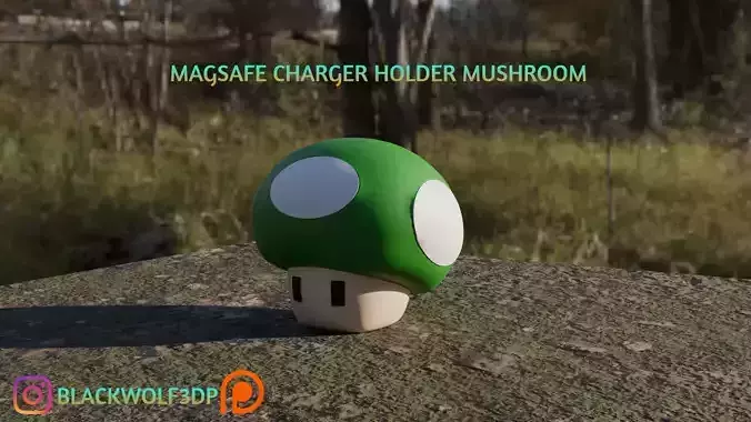 Super Mario mushroom magsafe charger holder for iPhone 3D print model