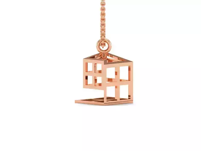 Cage Light wt Plain Gold Charm Pendant 3dm renders details 3D print model
