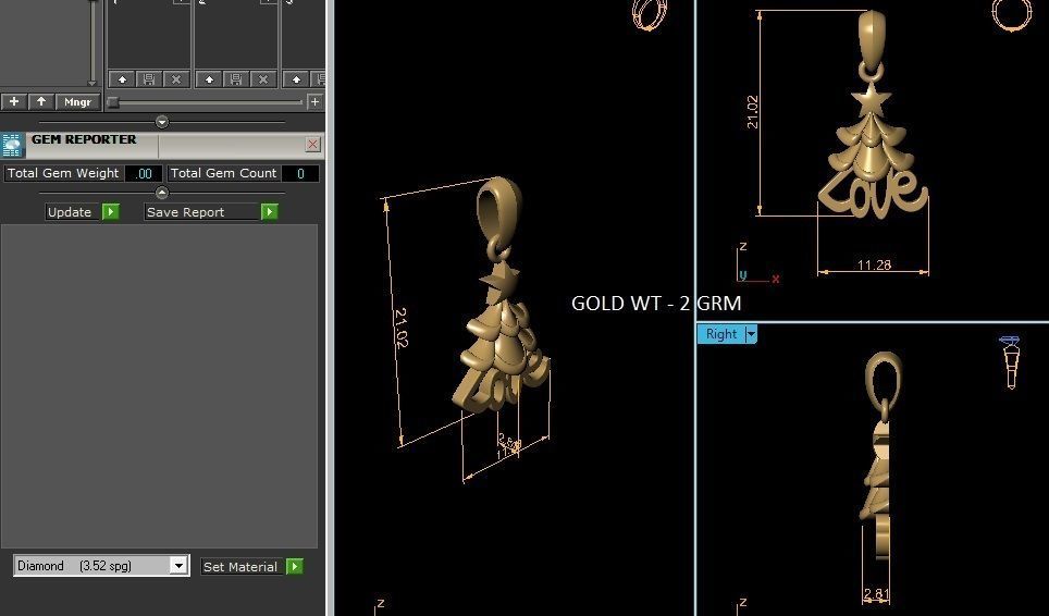 Love Light wt Plain Gold Charm Pendant 3dm renders details 3D print model_18