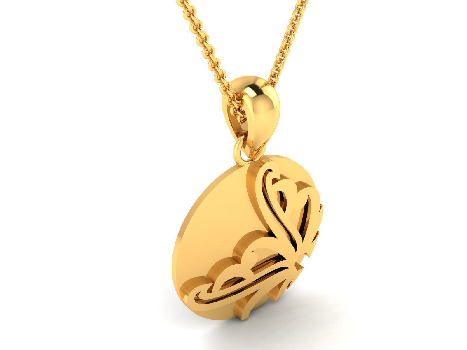 Light wt Plain Gold Charm Pendant 3dm renders details 3D print model_2