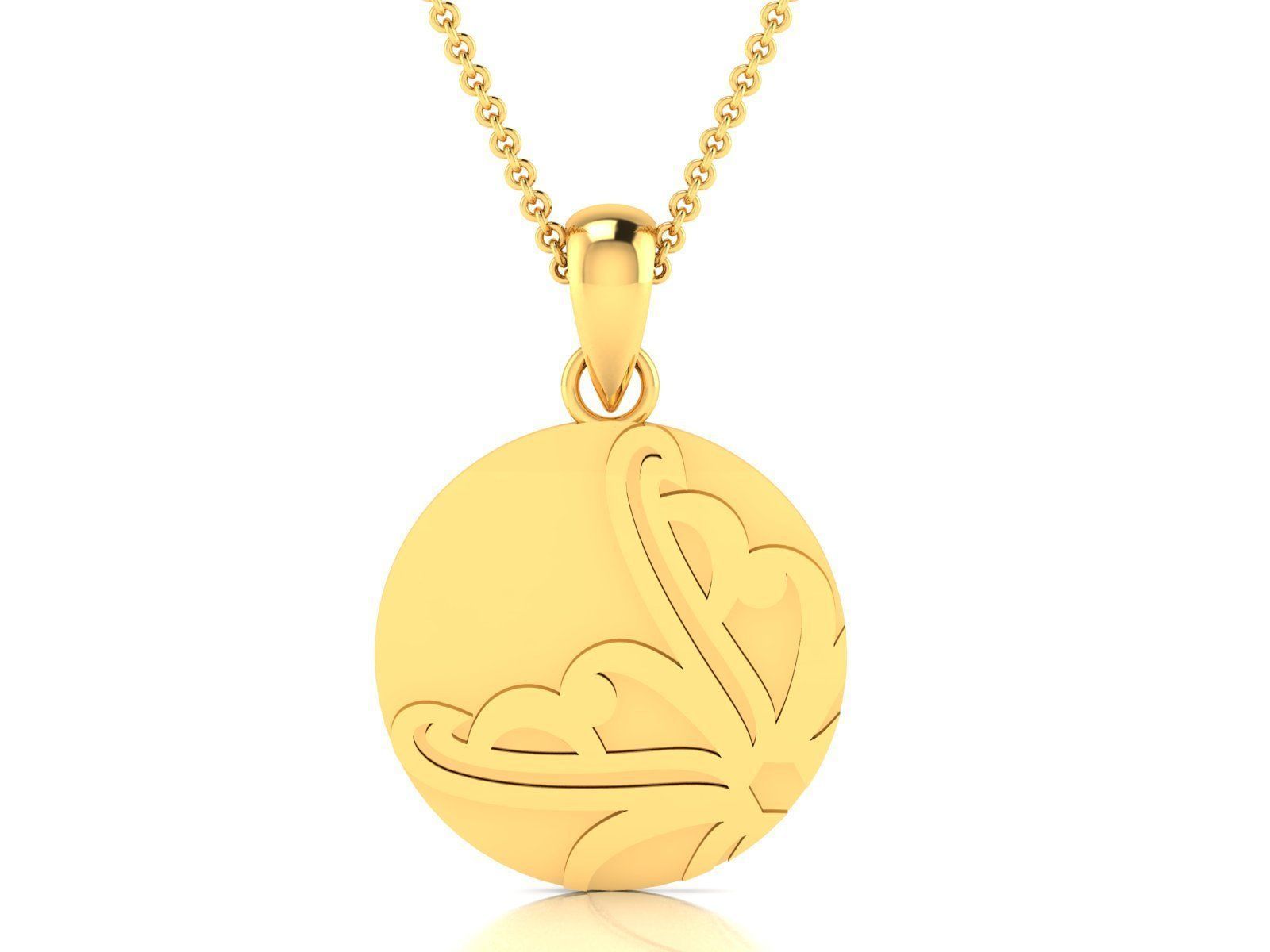 Light wt Plain Gold Charm Pendant 3dm renders details 3D print model_7