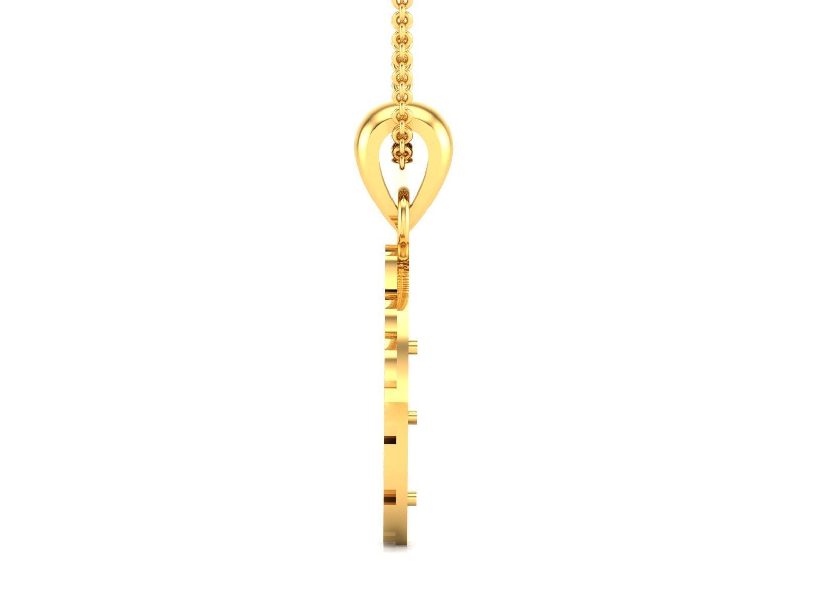 Light wt Plain Gold Charm Pendant 3dm renders details 3D print model_15