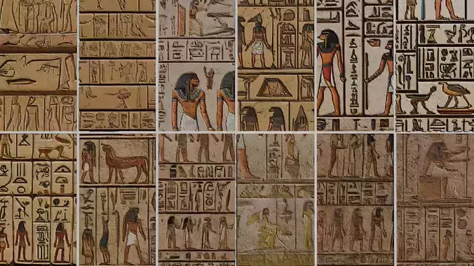 Egyptian Hieroglyphs Seamless PBR  Vol 1 Texture