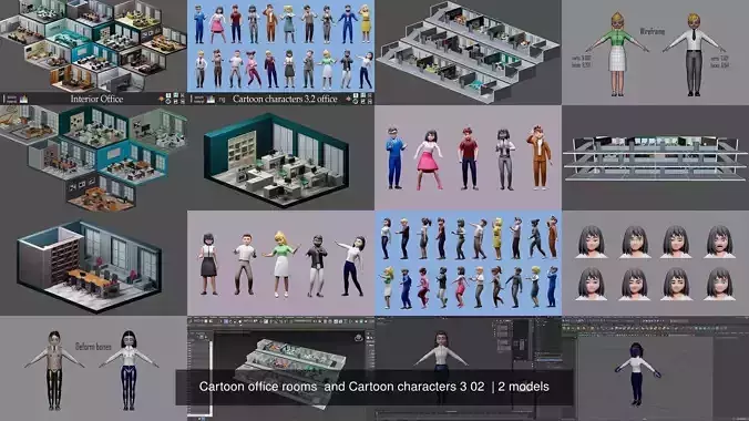 Cartoon office rooms  and Cartoon characters 3 02 