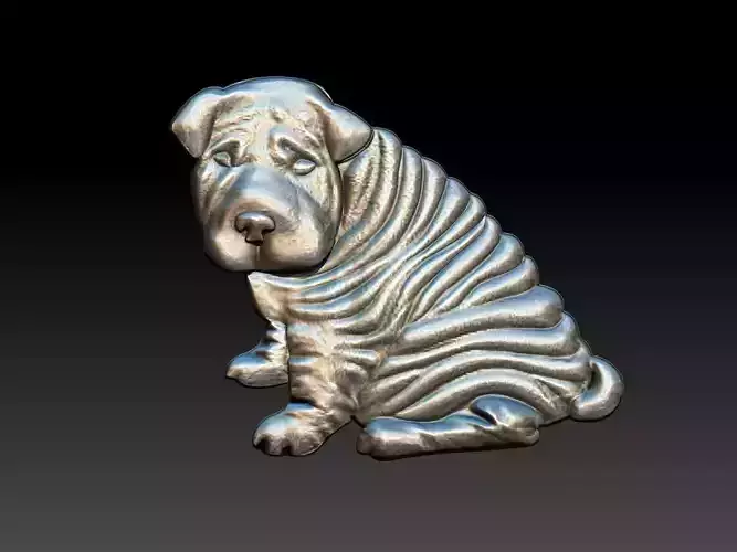 Shar pei Dog Relief 3D print model