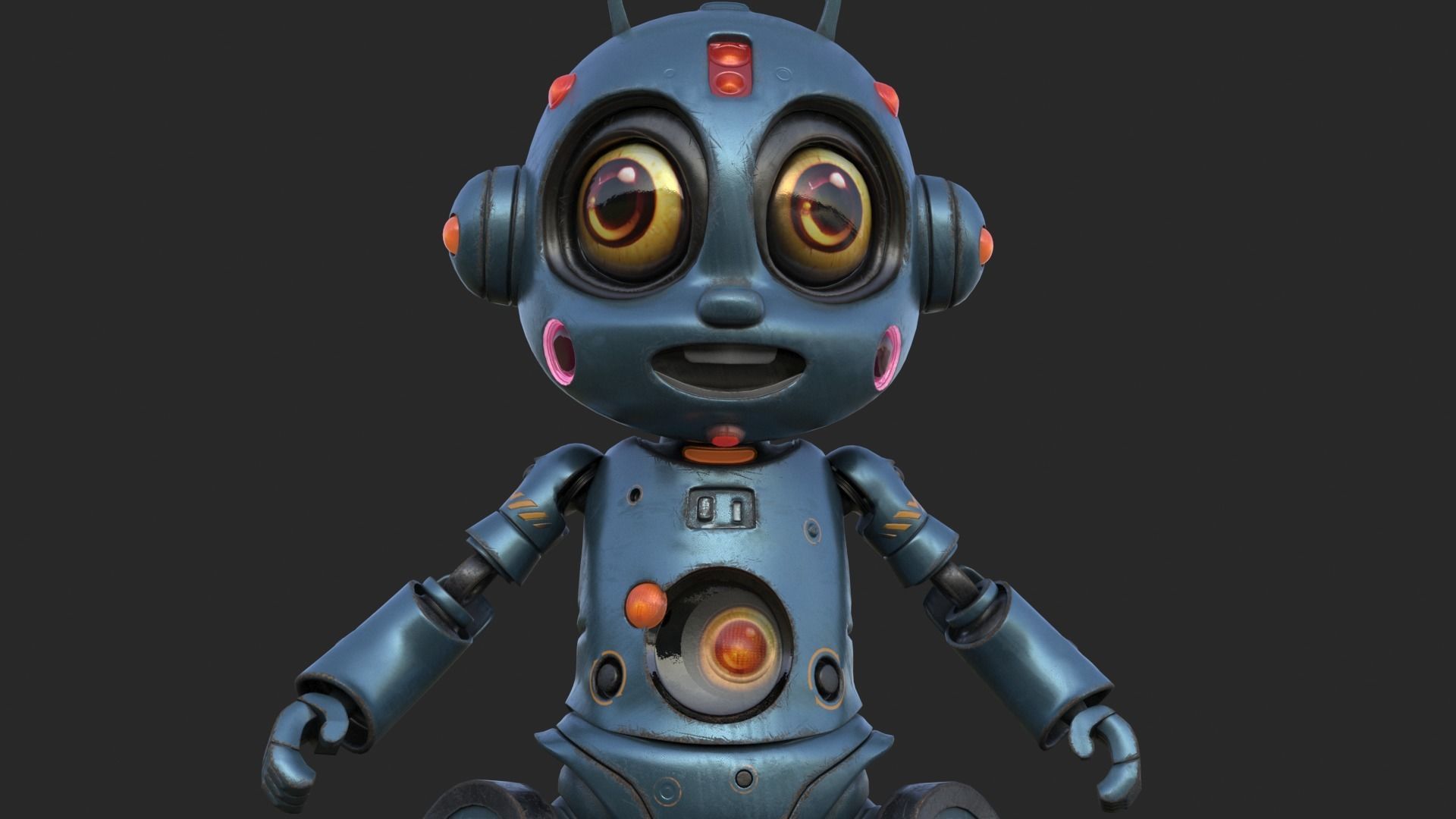 Cute Robot Child  Low-poly 3D model_17