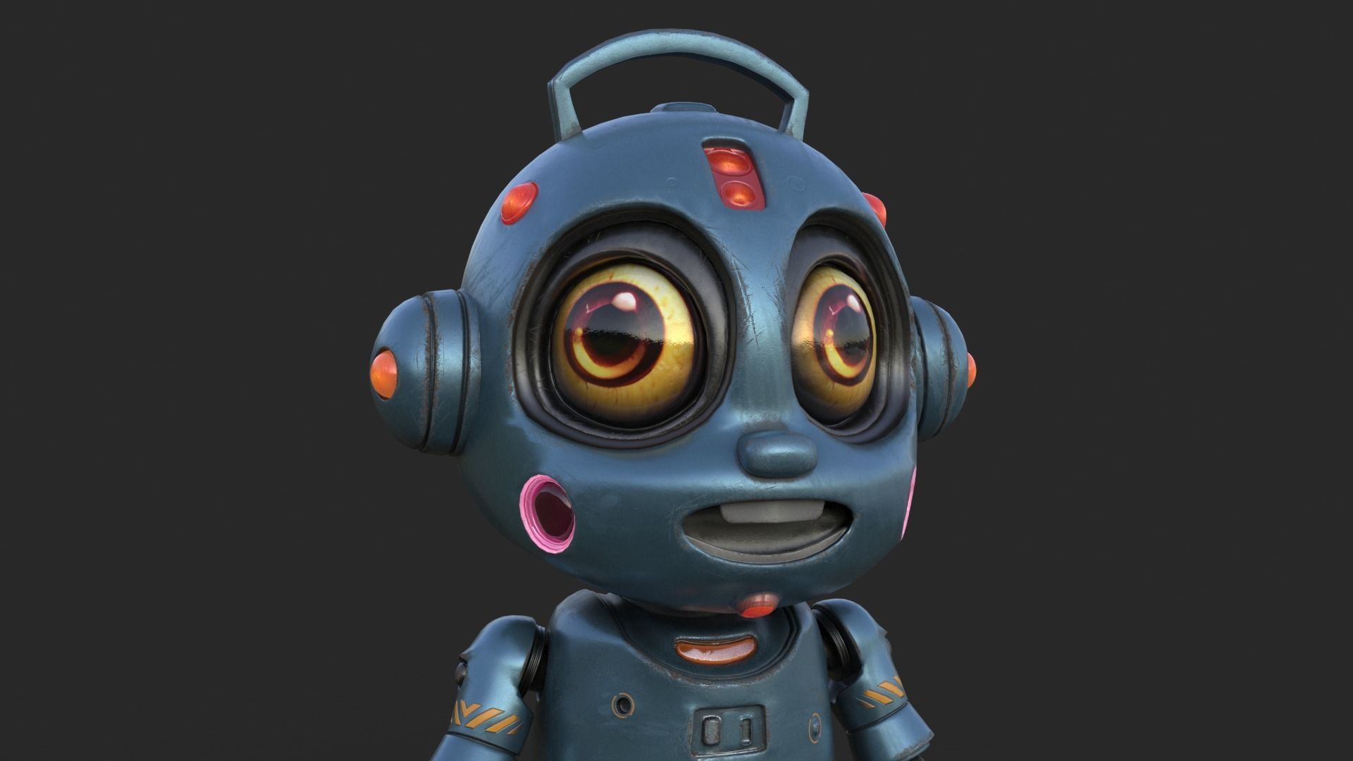 Cute Robot Child  Low-poly 3D model_9