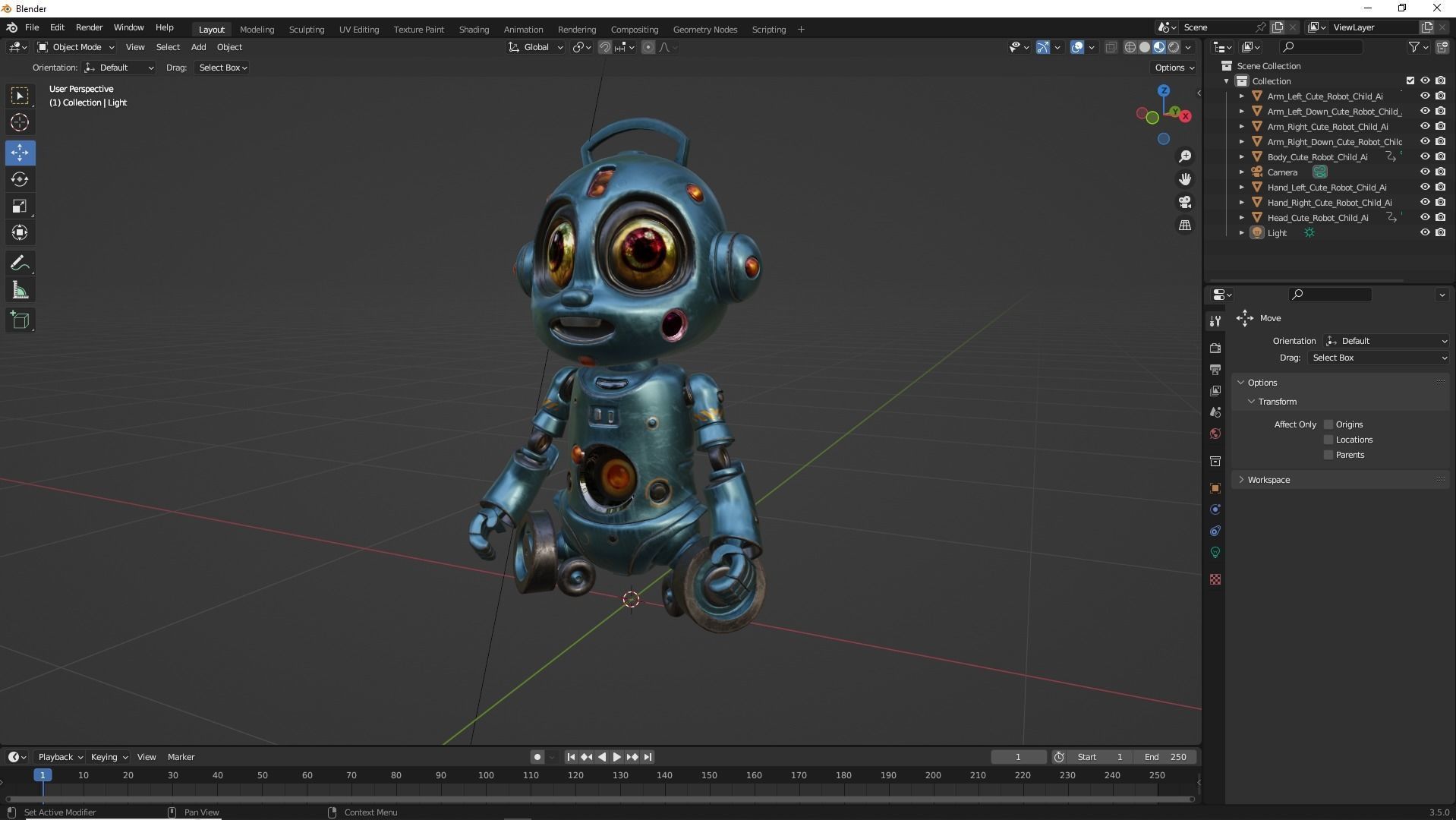 Cute Robot Child  Low-poly 3D model_38