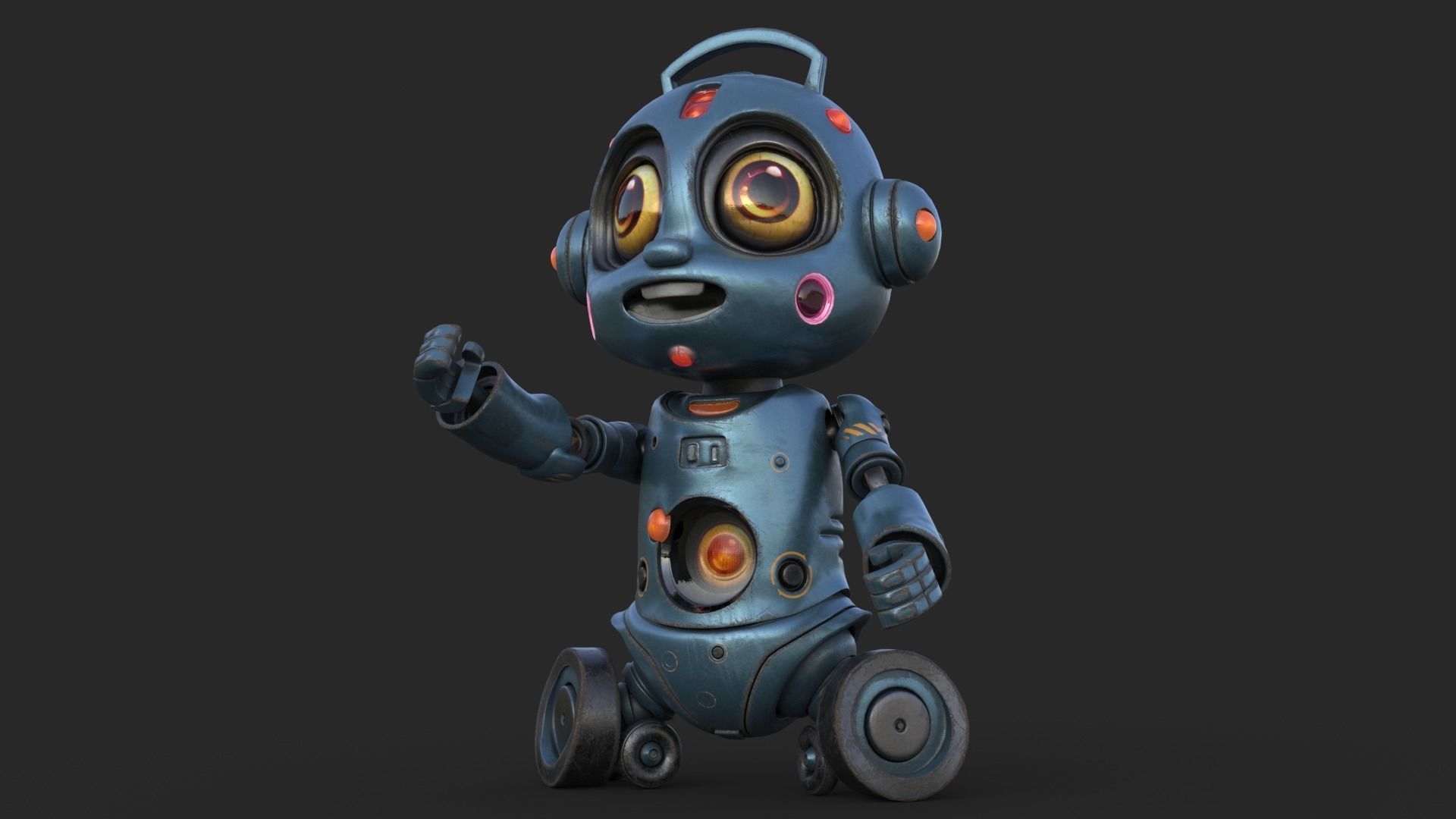Cute Robot Child  Low-poly 3D model_14