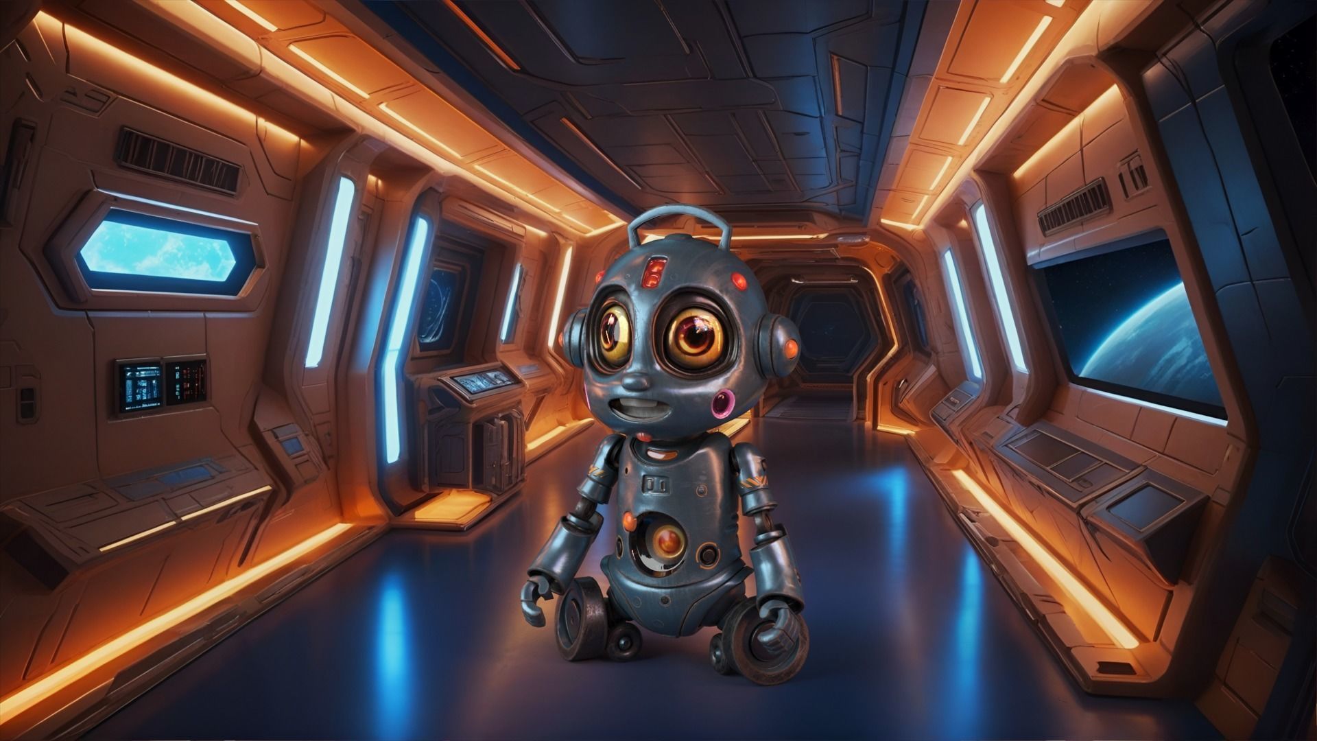 Cute Robot Child  Low-poly 3D model_3