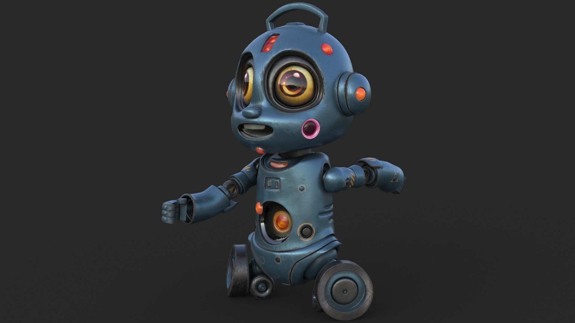 Cute Robot Child  Low-poly 3D model_15