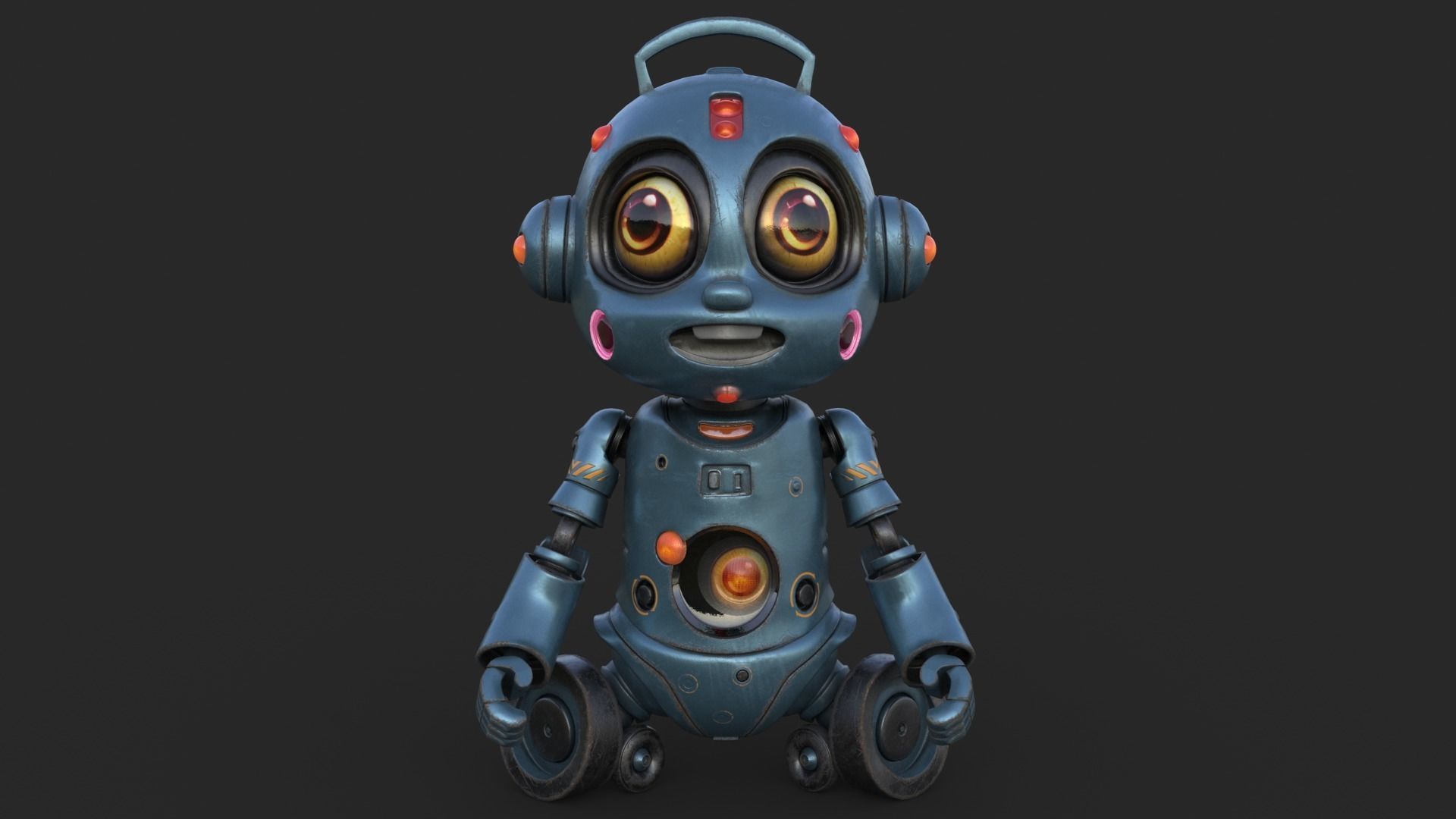 Cute Robot Child  Low-poly 3D model_8