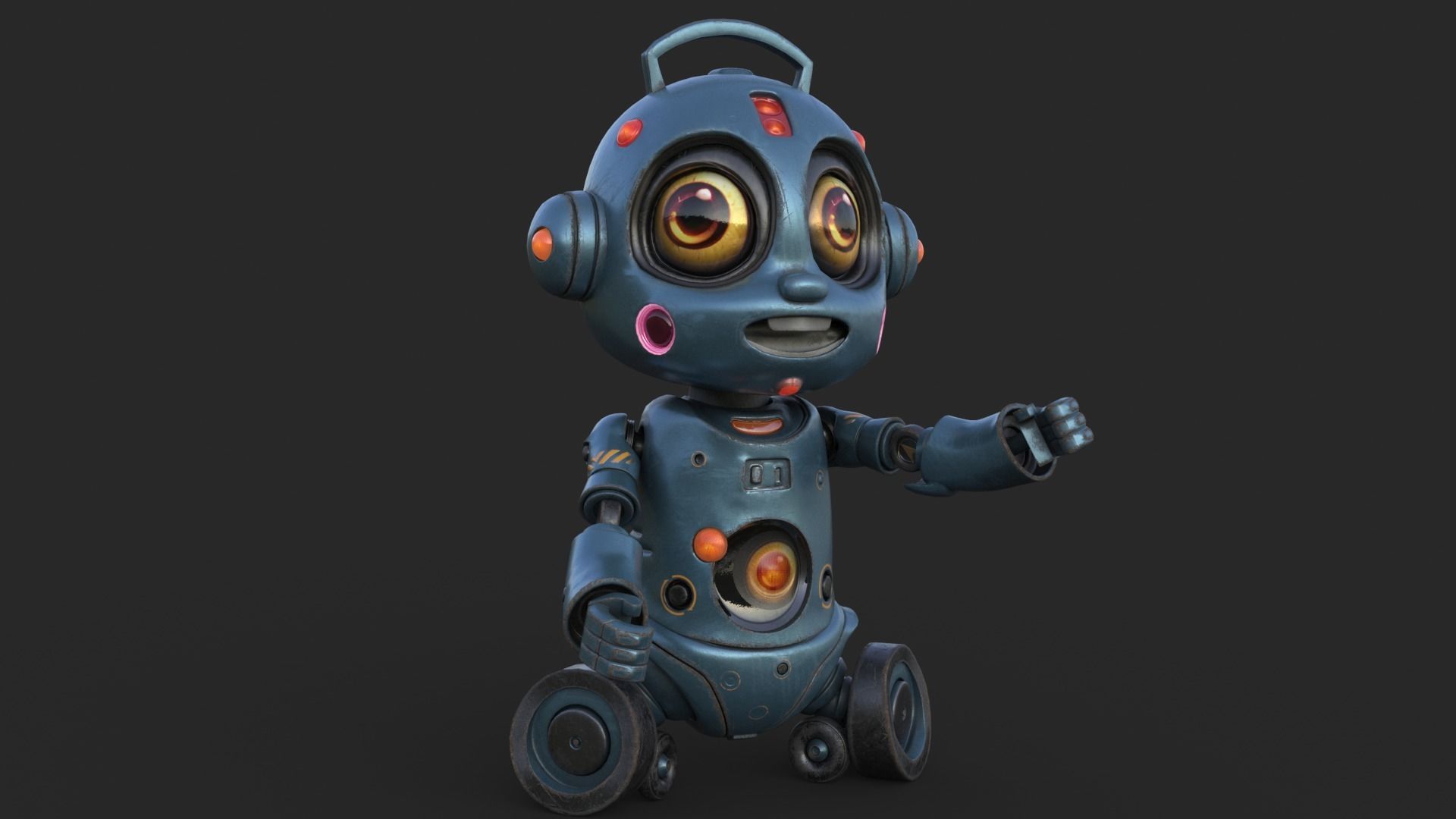 Cute Robot Child  Low-poly 3D model_12
