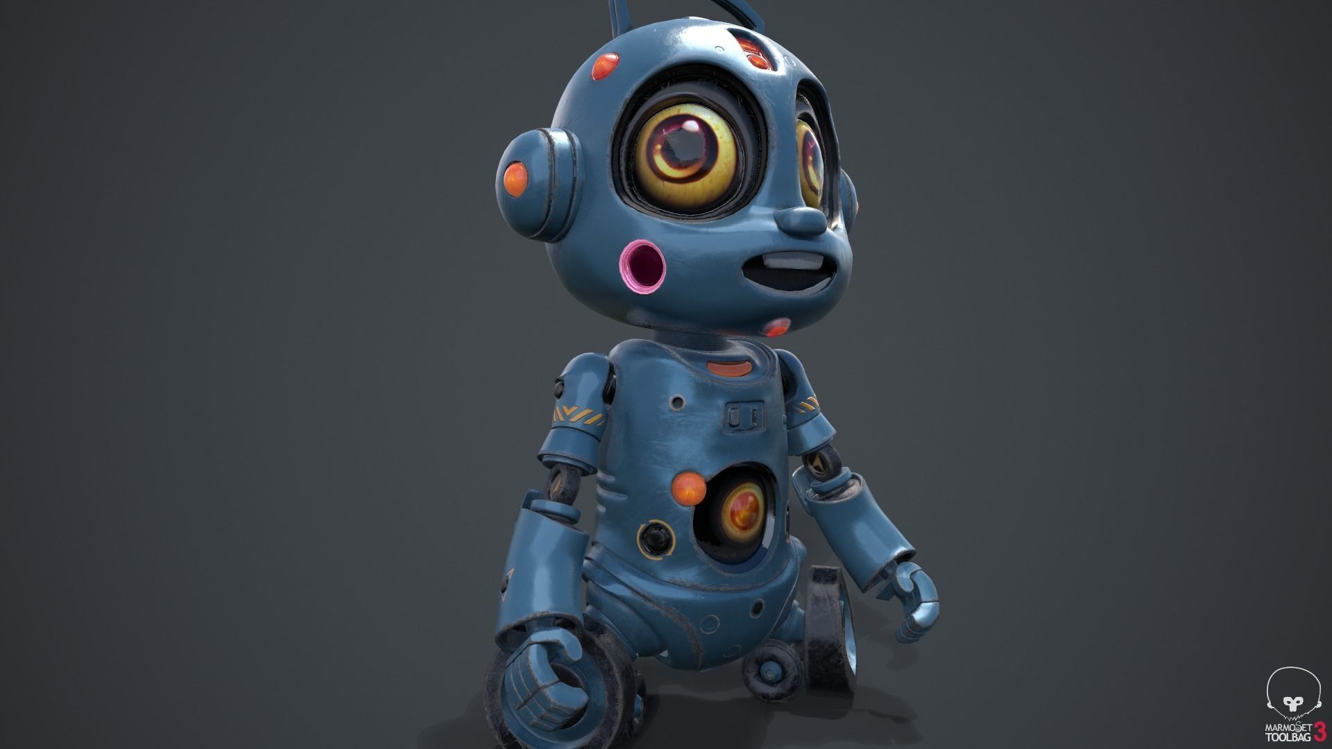 Cute Robot Child  Low-poly 3D model_42