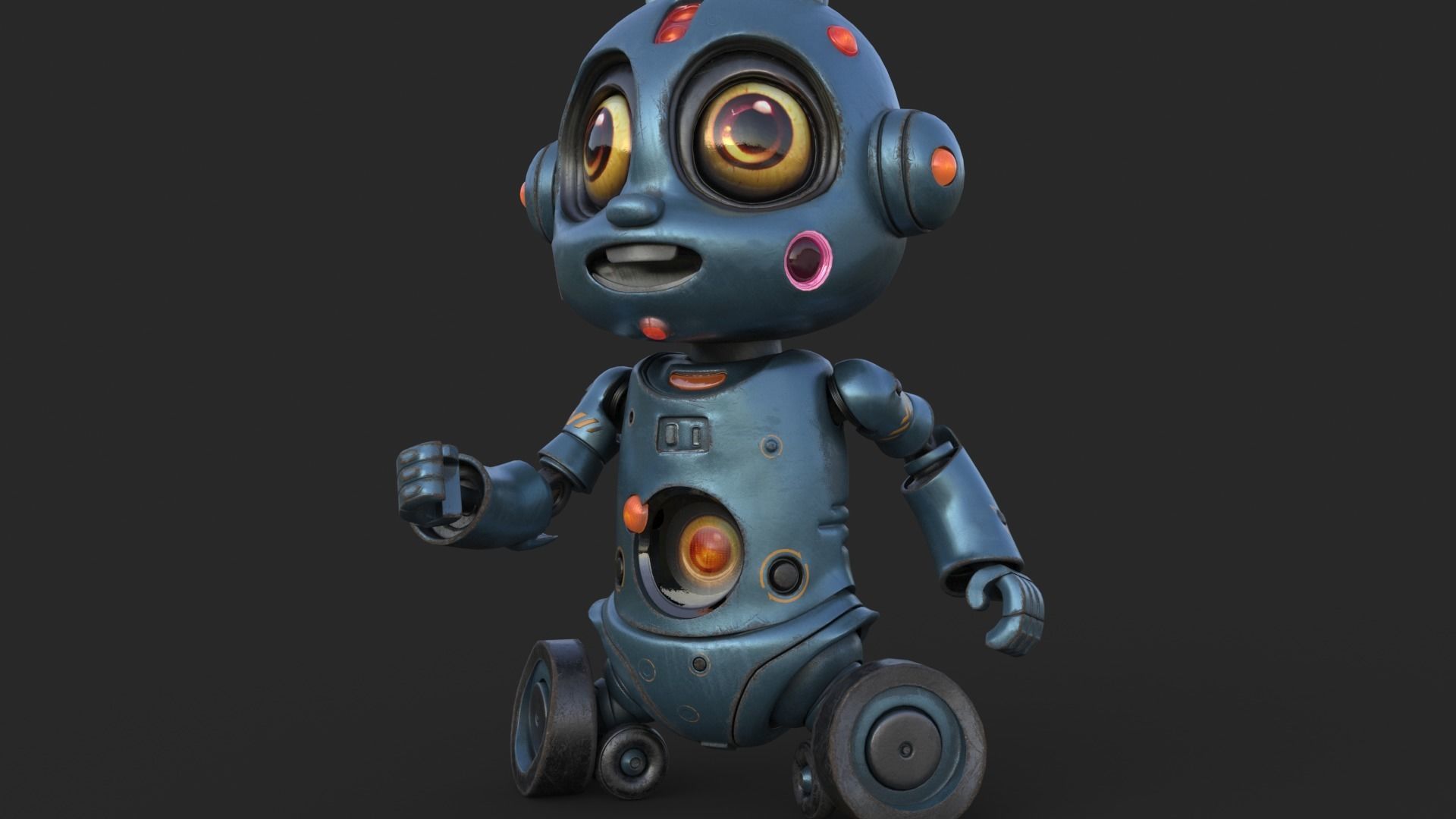 Cute Robot Child  Low-poly 3D model_24