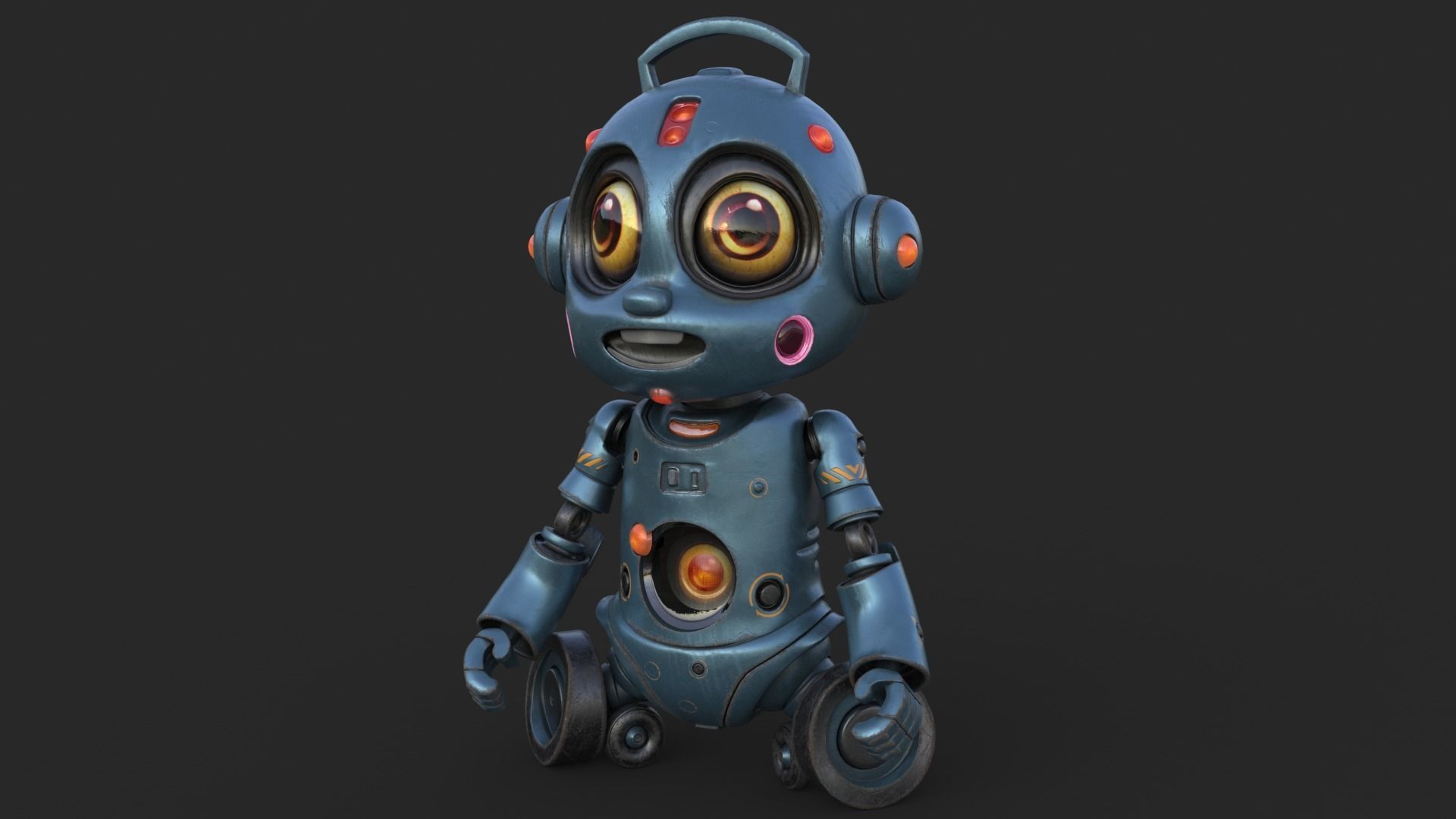 Cute Robot Child  Low-poly 3D model_6