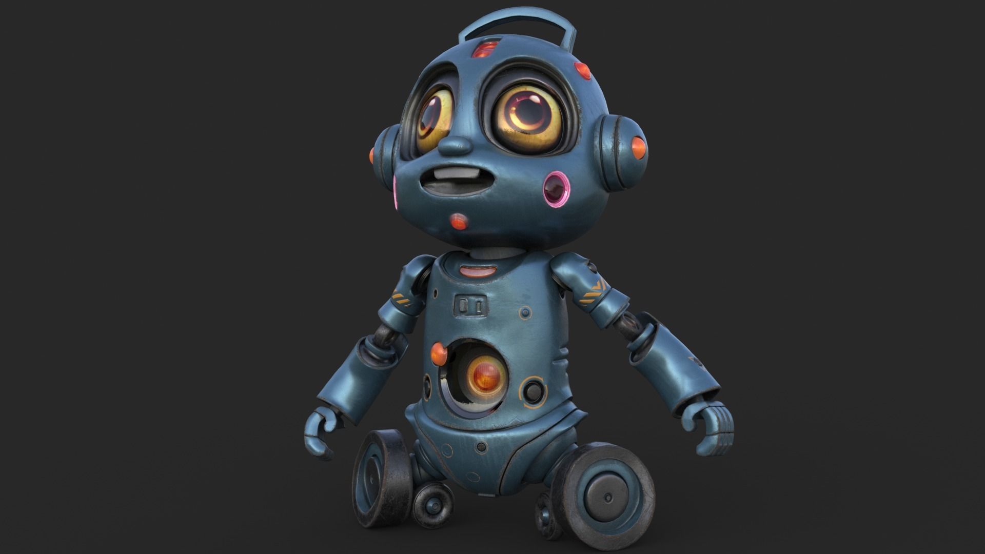 Cute Robot Child  Low-poly 3D model_19