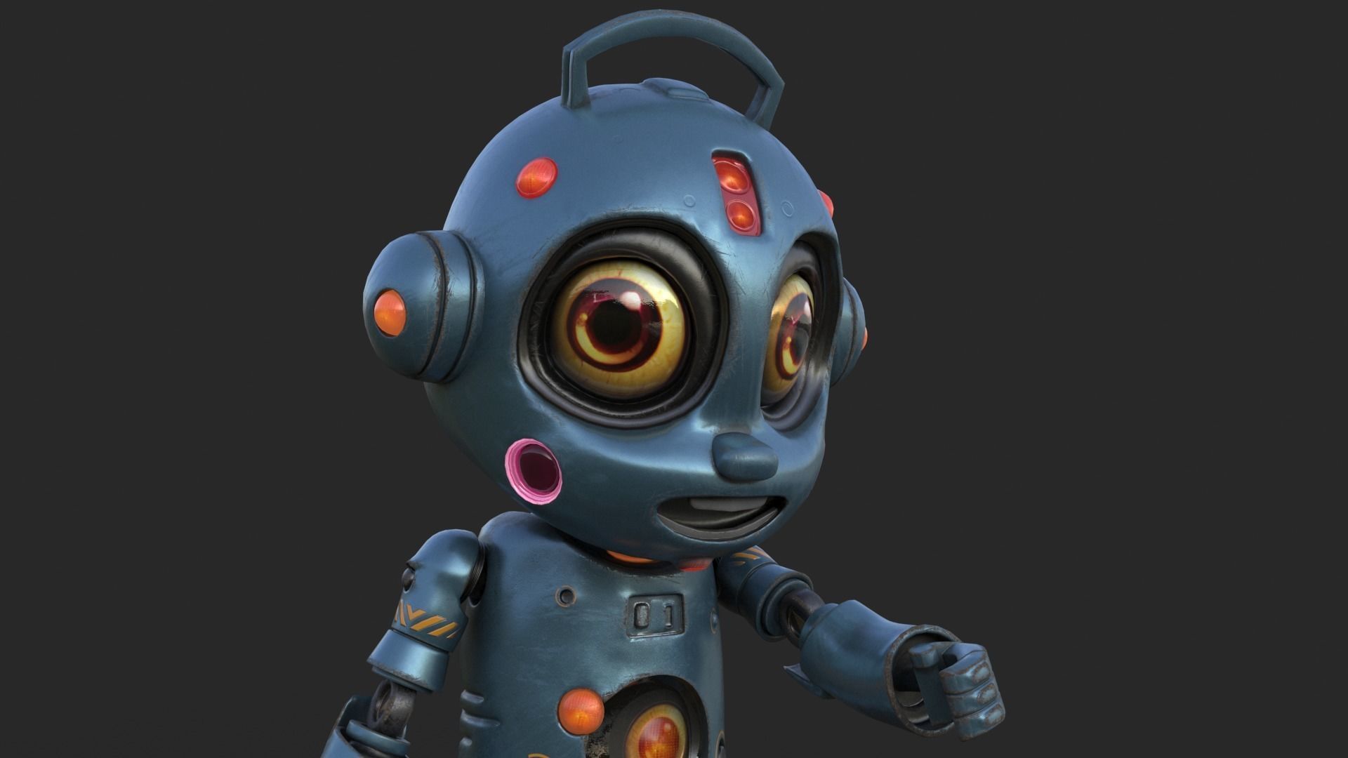Cute Robot Child  Low-poly 3D model_16
