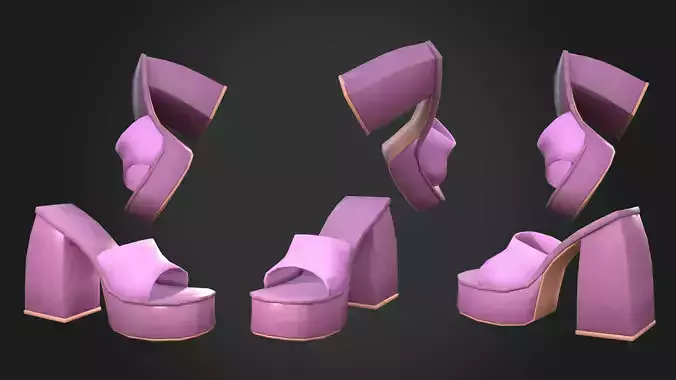 High Heels Mule  Low-poly 3D model