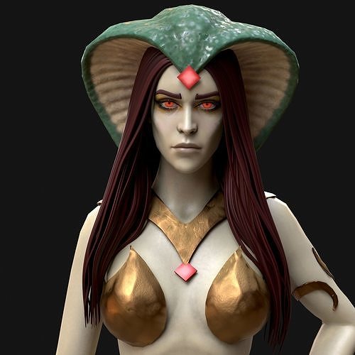 Naga Stylized Female Character Lowpoly 3D model Low-poly 3D model
