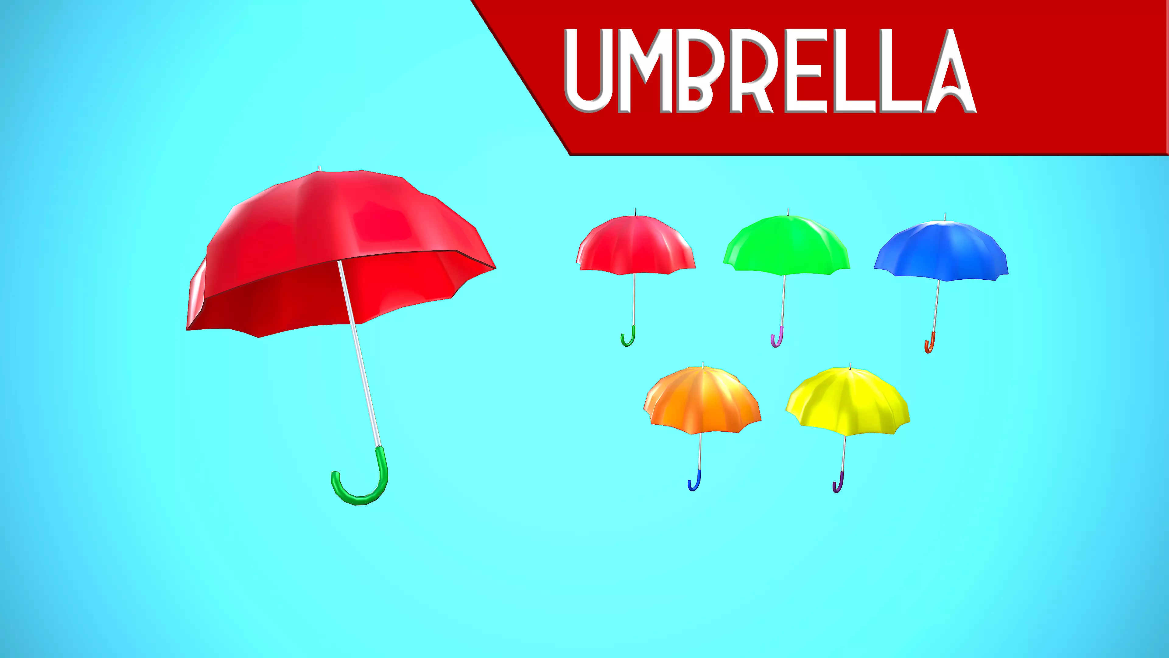 UMBRELLA CARTOON STYLIZED Low-poly 3D model