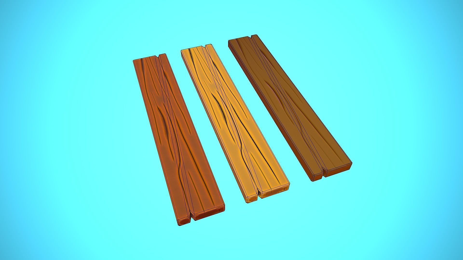 WOOD PLANK CARTOON STYLIZED Low-poly 3D model_6