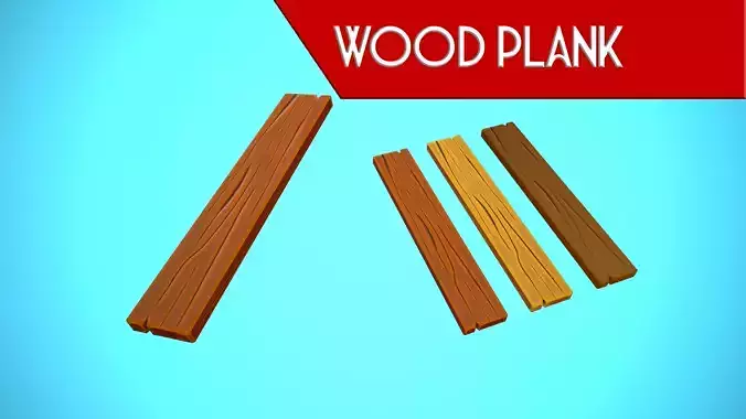 WOOD PLANK CARTOON STYLIZED Low-poly 3D model