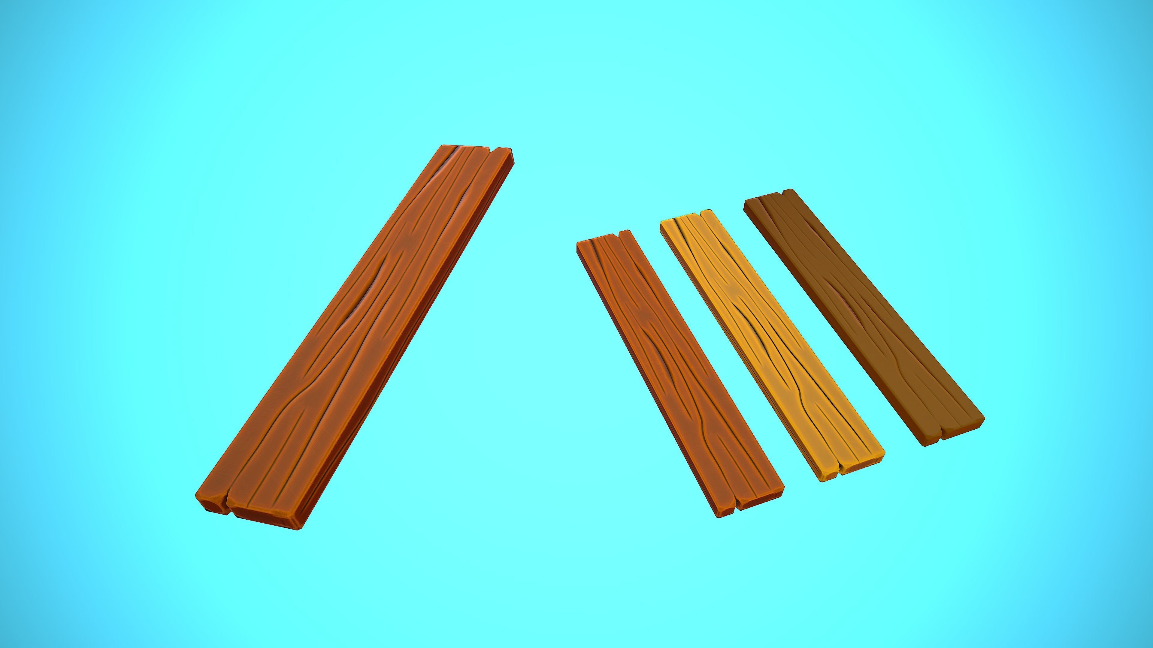 WOOD PLANK CARTOON STYLIZED Low-poly 3D model_3