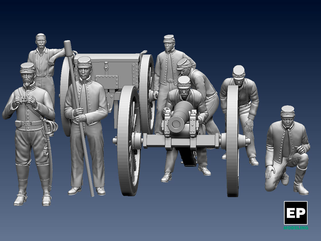 UNION  ACW ARTILLERYMEN AND CANNON 3D print model_27