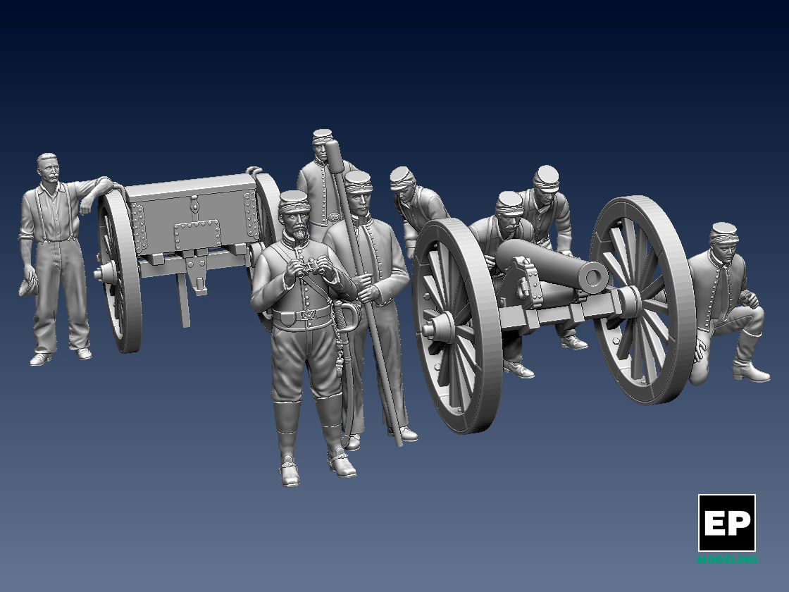 UNION  ACW ARTILLERYMEN AND CANNON 3D print model_10